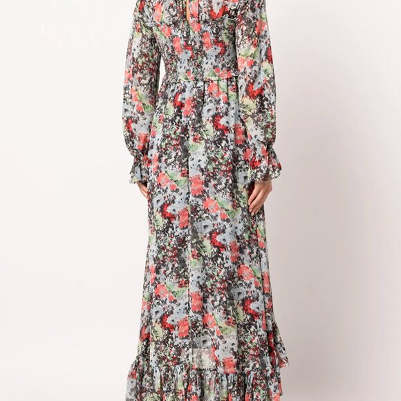 5a7 Cinq à Sept Leigh Floral-Print Ruffle Maxi Dress – Size 2 - Picture 4 of 16